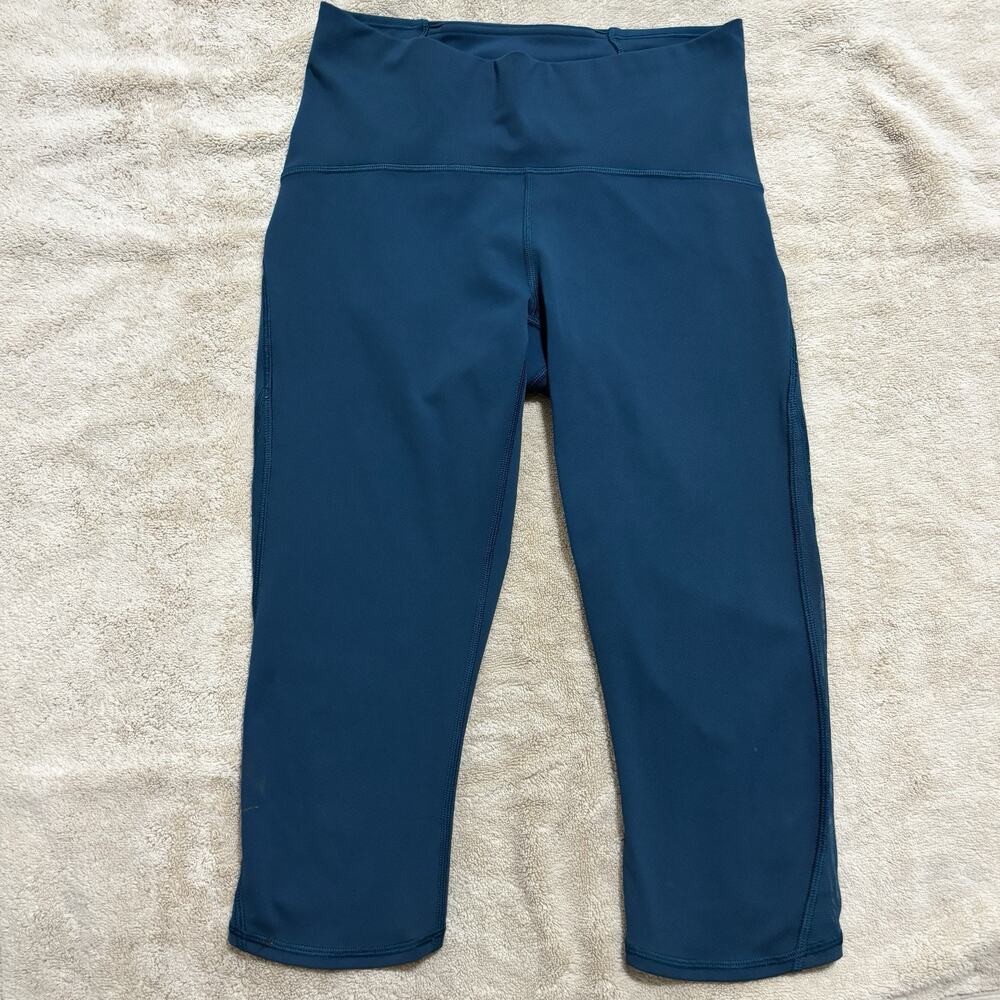 Lululemon Athletica Womens Crop Leggings Size 6 High Rise Mesh Panel Activewear